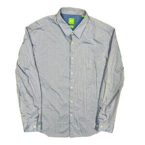 Hugo Boss Dress Shirt Regular Fit Textured Cotton Blue Long Sleeve XL